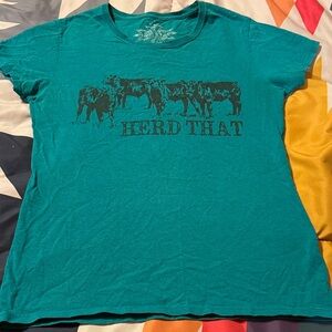 Crazy Train Teal Short Sleeve 'Herd That' Graphic Tee